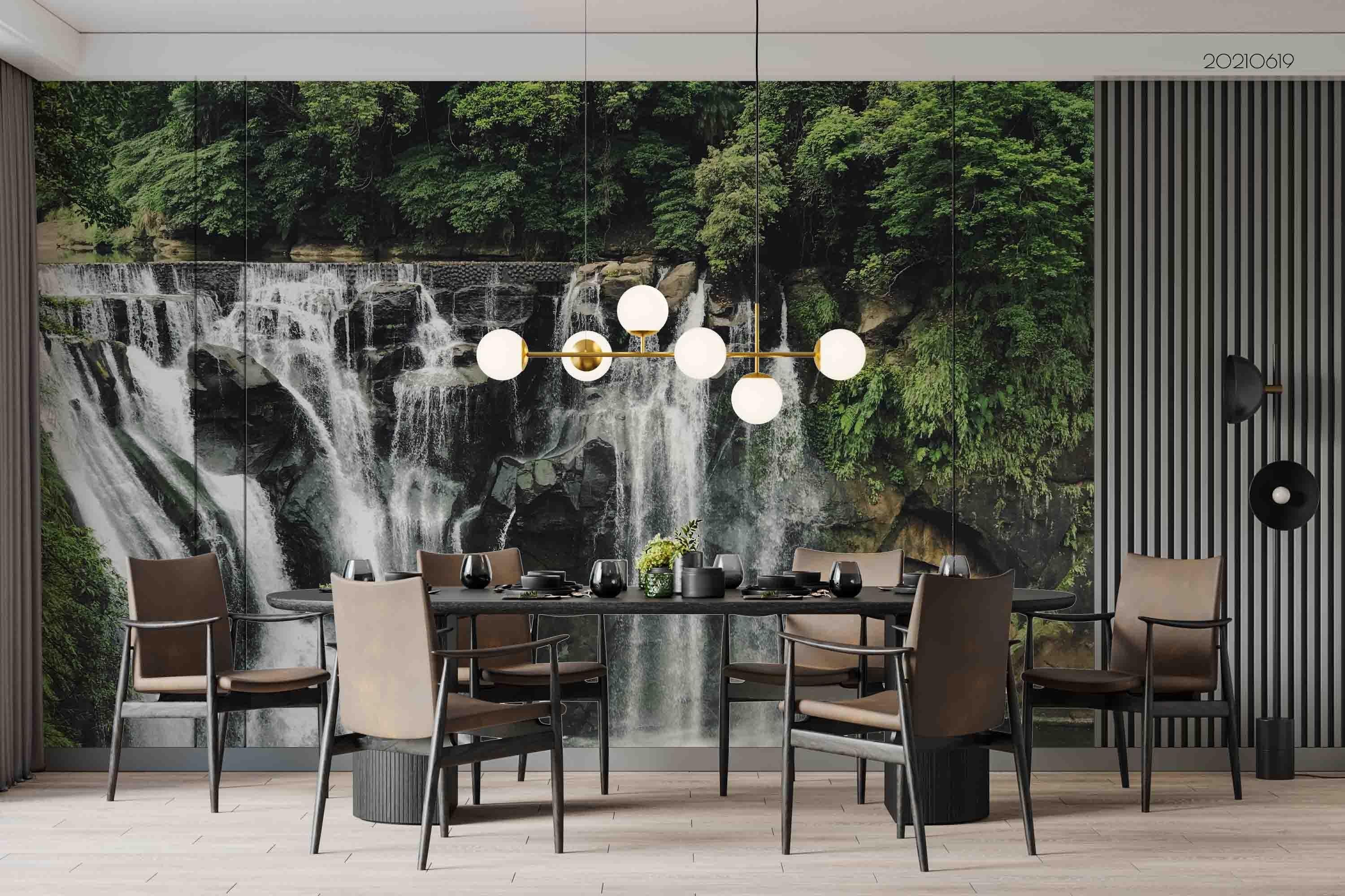 3D Green Forest Waterfall Landscape Wall Mural Wallpaper LQH 170- Jess Art Decoration