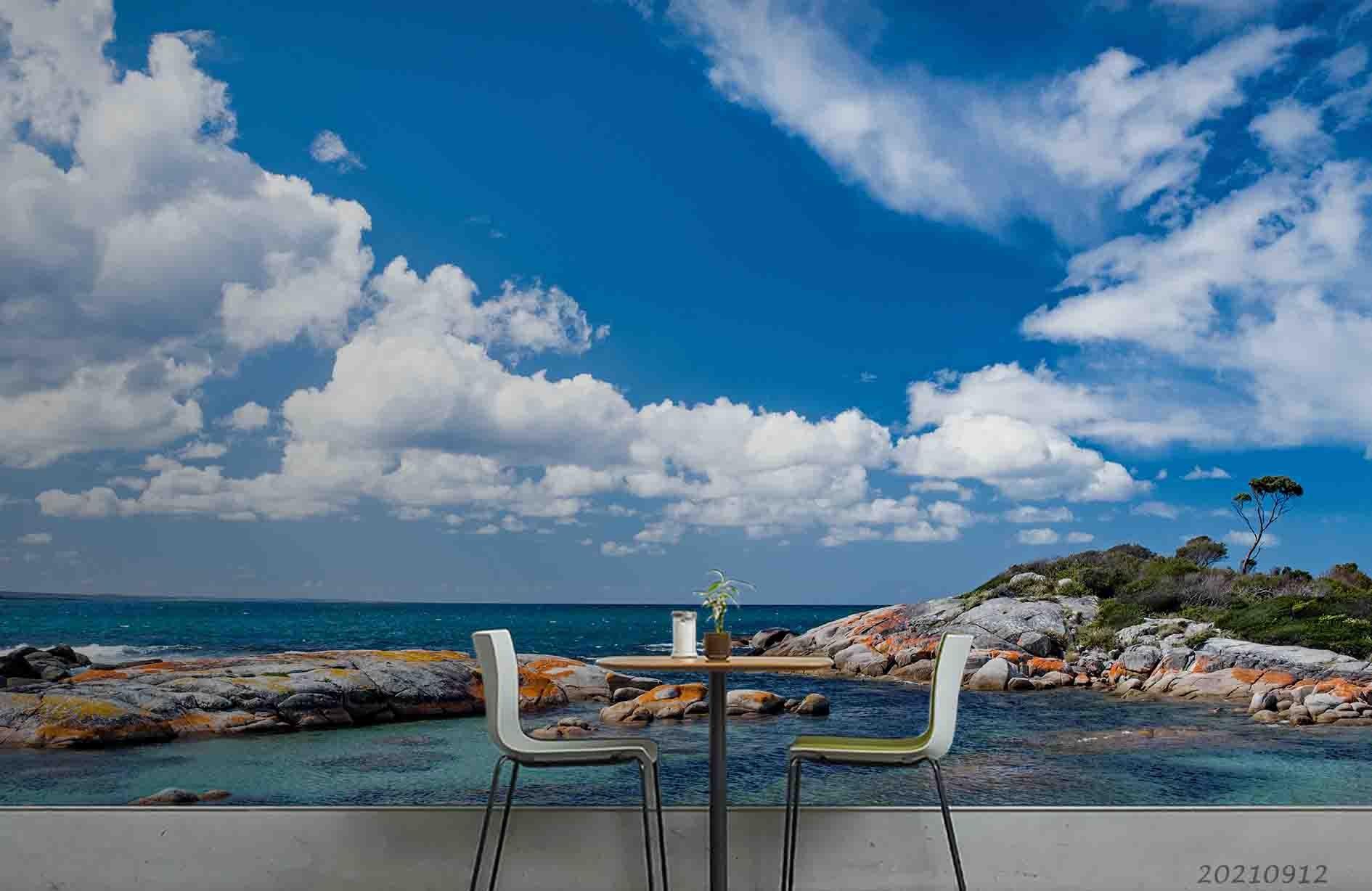 3D Blue Sky Cloud Sea Landscape Wall Mural Wallpaper LQH 310- Jess Art Decoration