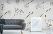 3D Hand Drawn White Floral Wall Mural Wallpaper LQH 264- Jess Art Decoration