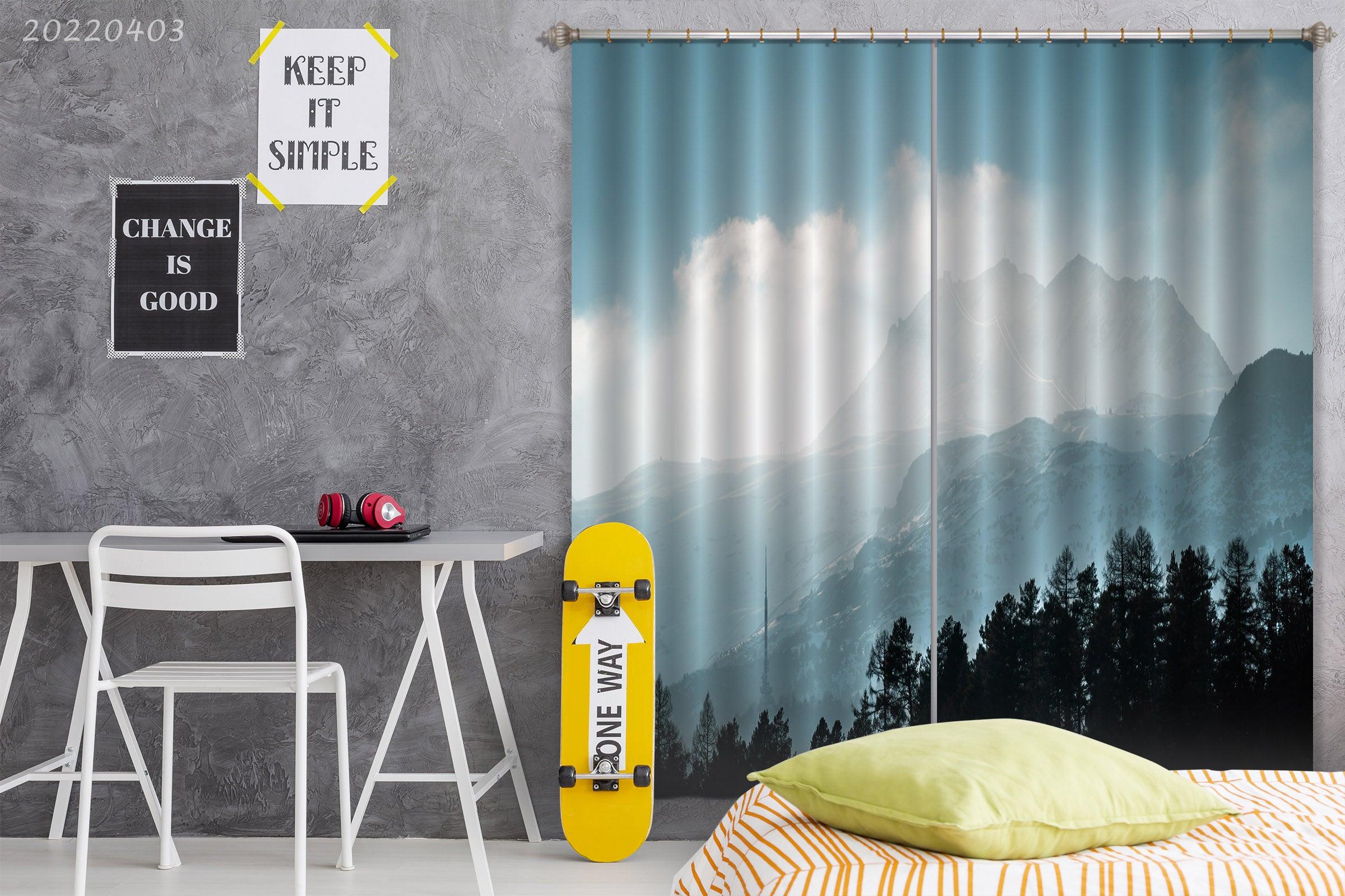 3D Landscape Mountain Woods Misty Curtains and Drapes GD 3280- Jess Art Decoration