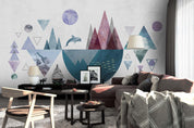 3D triangle circle semicircle dolphin wall mural wallpaper 6- Jess Art Decoration