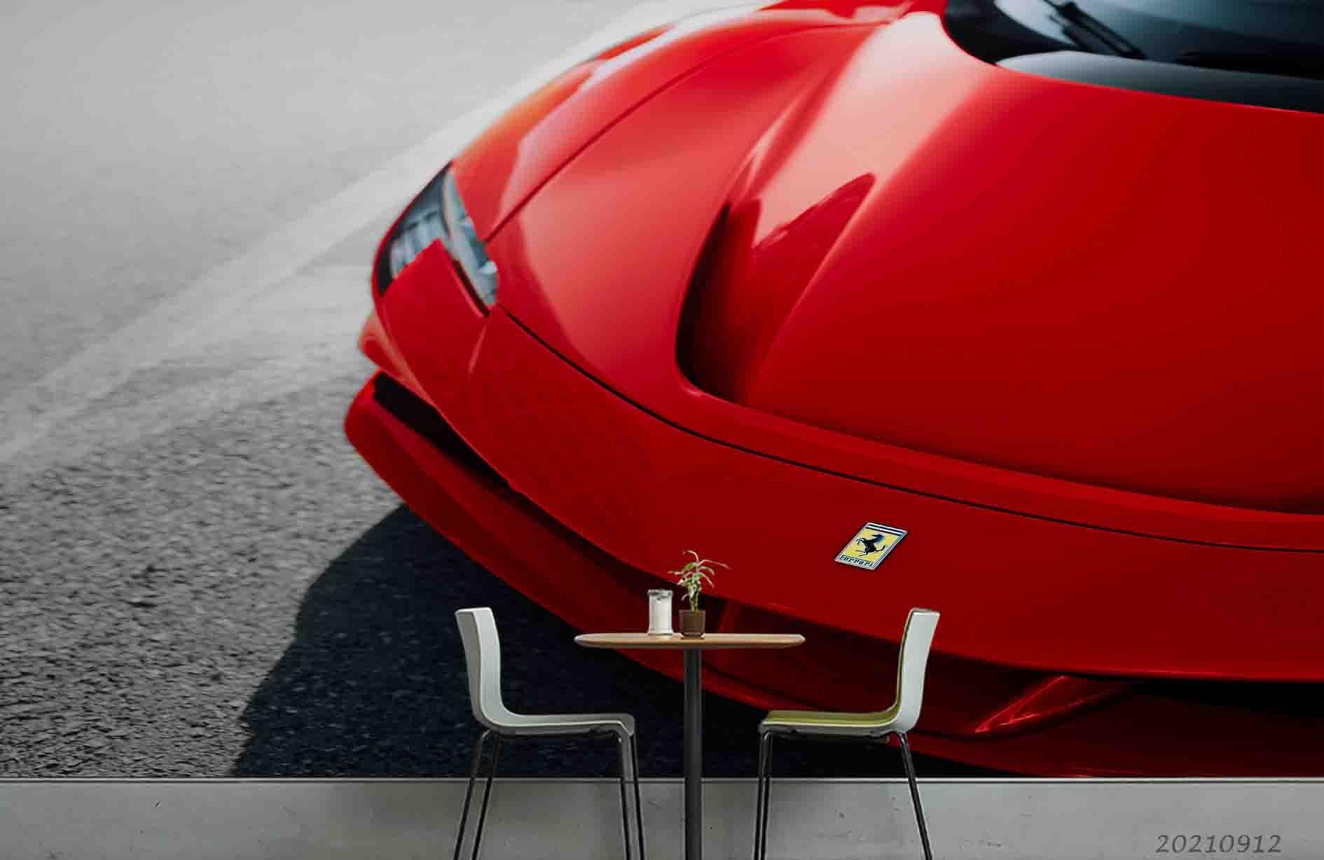 3D Red Sports Car Wall Mural Wallpaper LQH 348- Jess Art Decoration