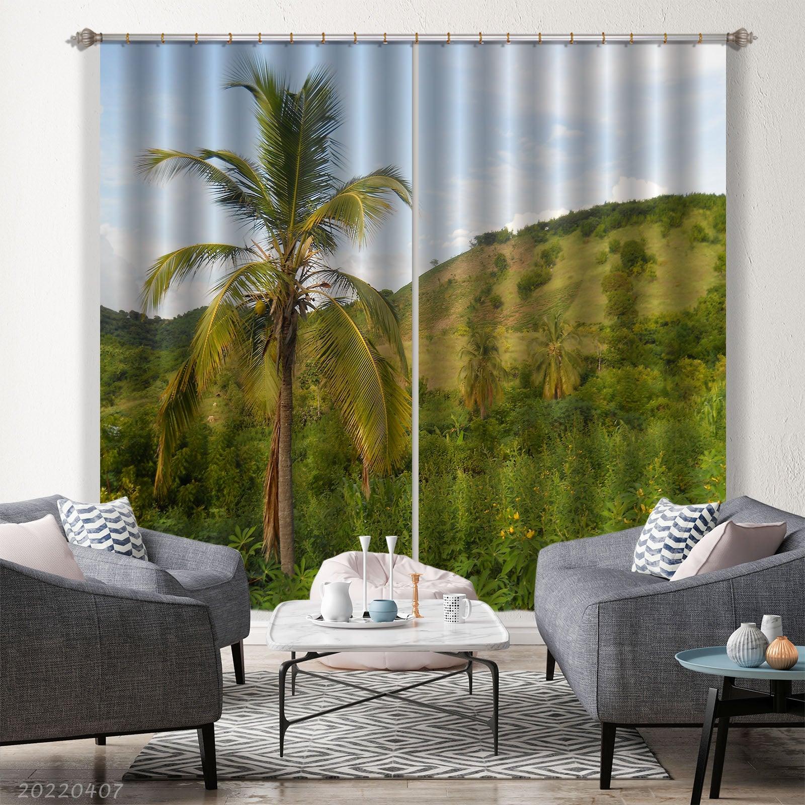 3D Landscape Grass Tree Plant Field Curtains and Drapes GD 3540- Jess Art Decoration