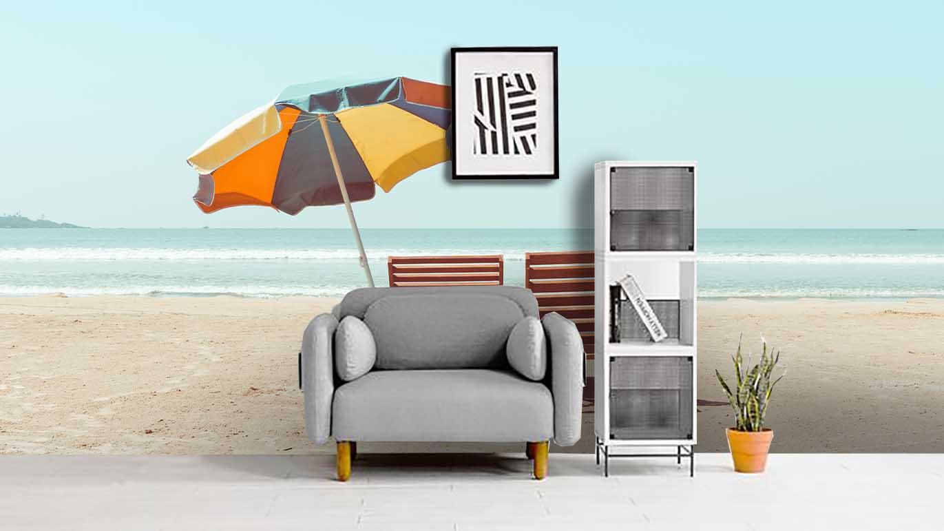 3D Blue Sky Beach Chair Wall Mural Wallpaper  39- Jess Art Decoration