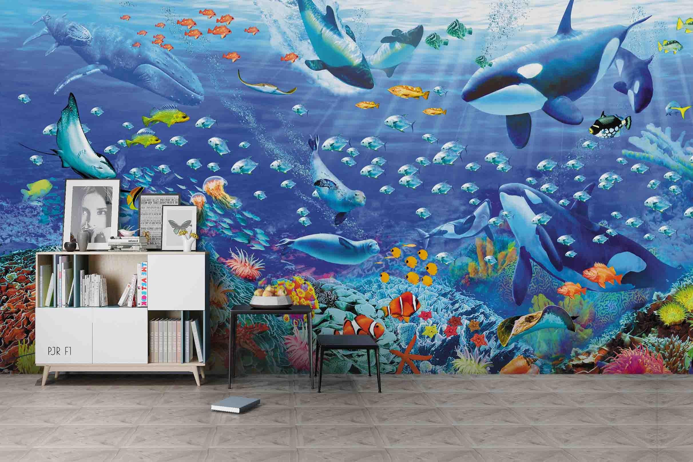 3D Animal Ocean World Fishes Mural Wallpaper WJ 1306- Jess Art Decoration
