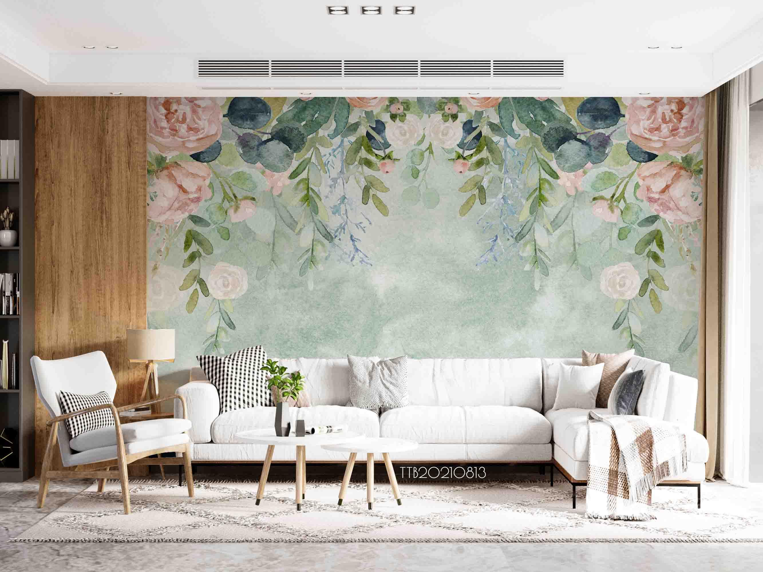 3D Northern Europe Hand-painted Floral Fresh Wall Mural WallpaperSWW5106- Jess Art Decoration