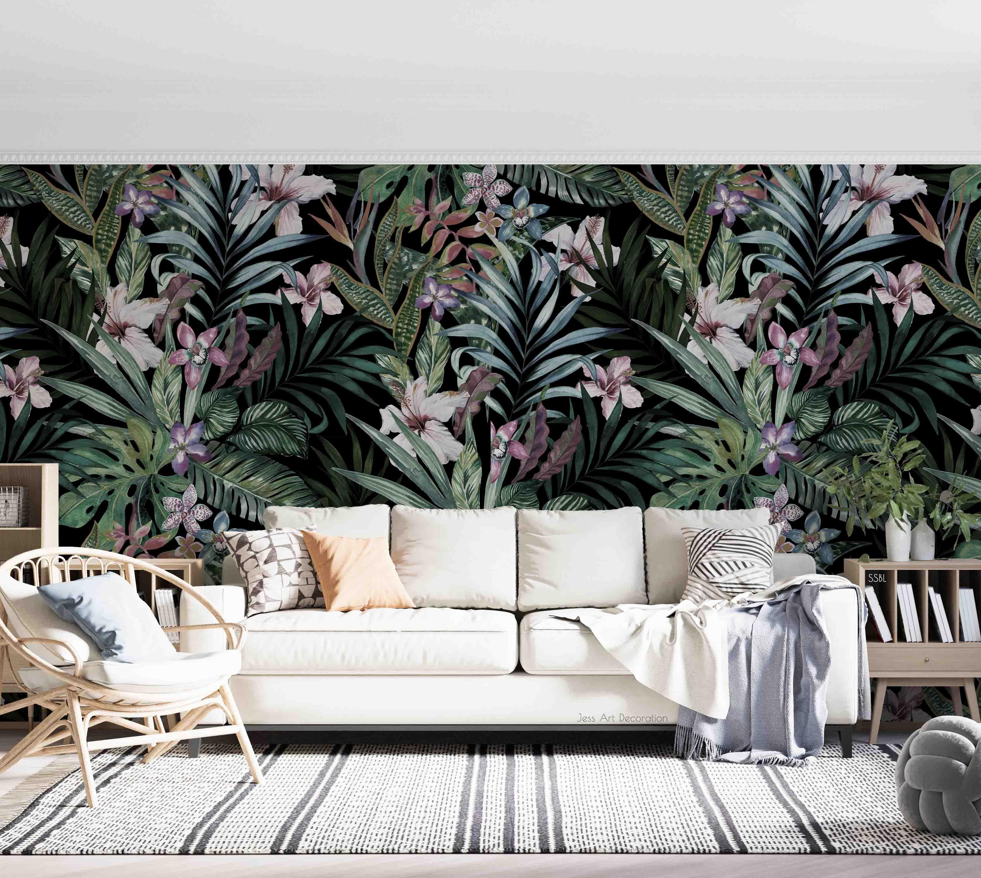 3D Vintage Pink Flowers Green Leaves Pattern Wall Mural Wallpaper GD 3641- Jess Art Decoration