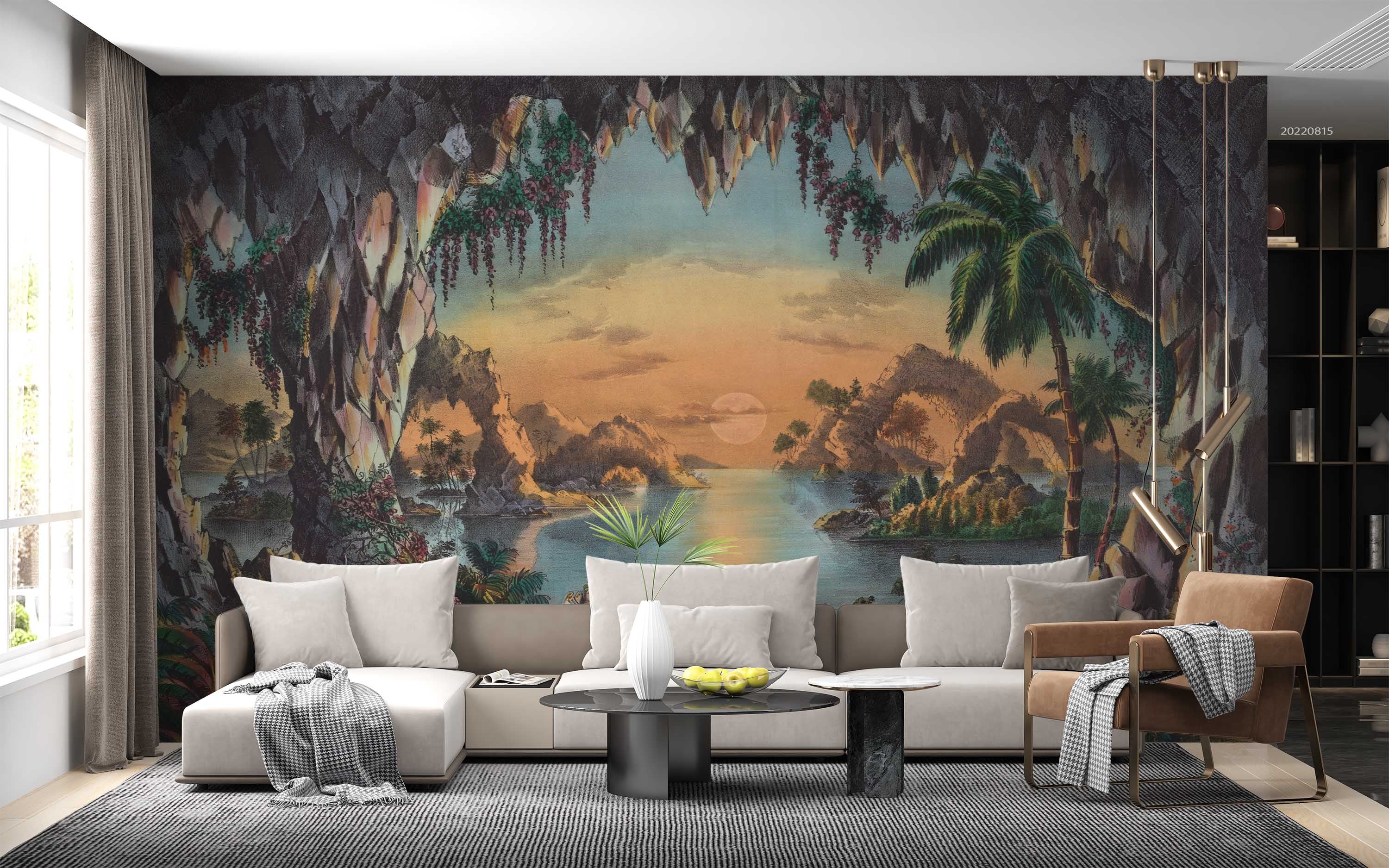 3D Fairy River Island Big Tree Floral Landscape Wall Mural Wallpaper GD 2728- Jess Art Decoration