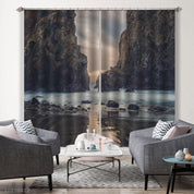 3D Landscape Peak Cliff Rock Sea Cloud Curtains and Drapes GD 4237- Jess Art Decoration