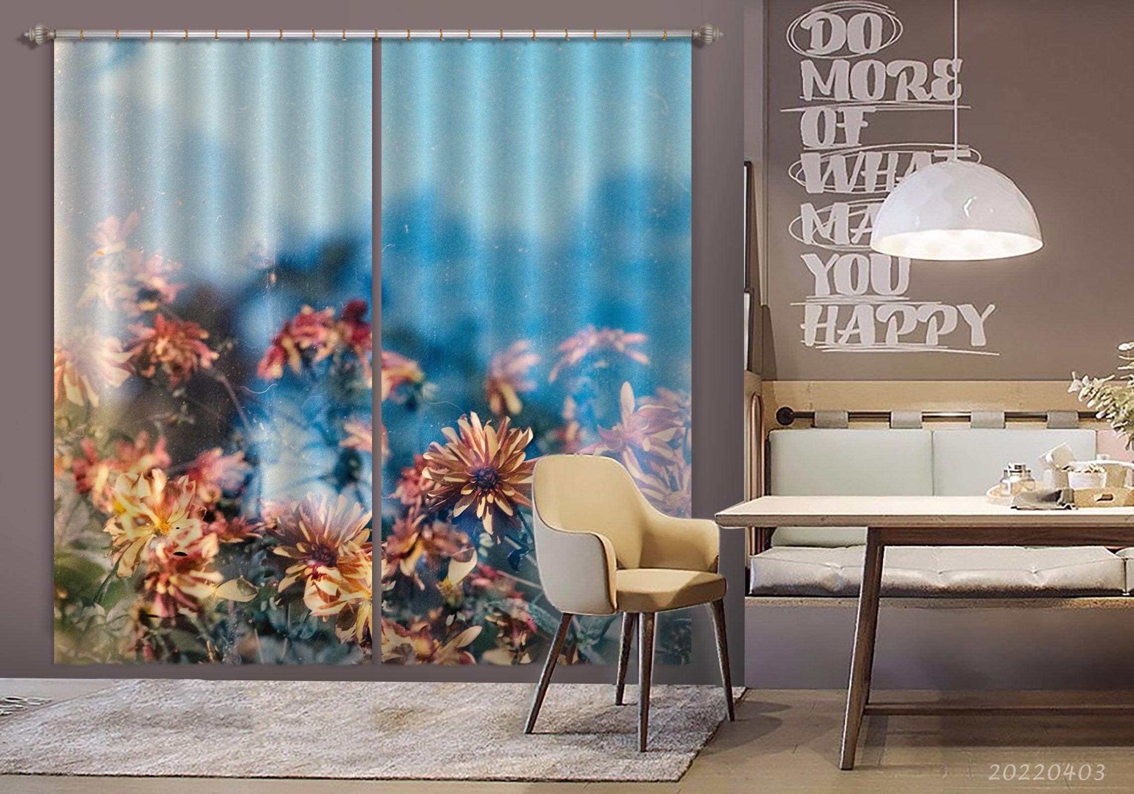 3D Idyllic Beautiful Yellow Flower Curtains and Drapes GD 3417- Jess Art Decoration