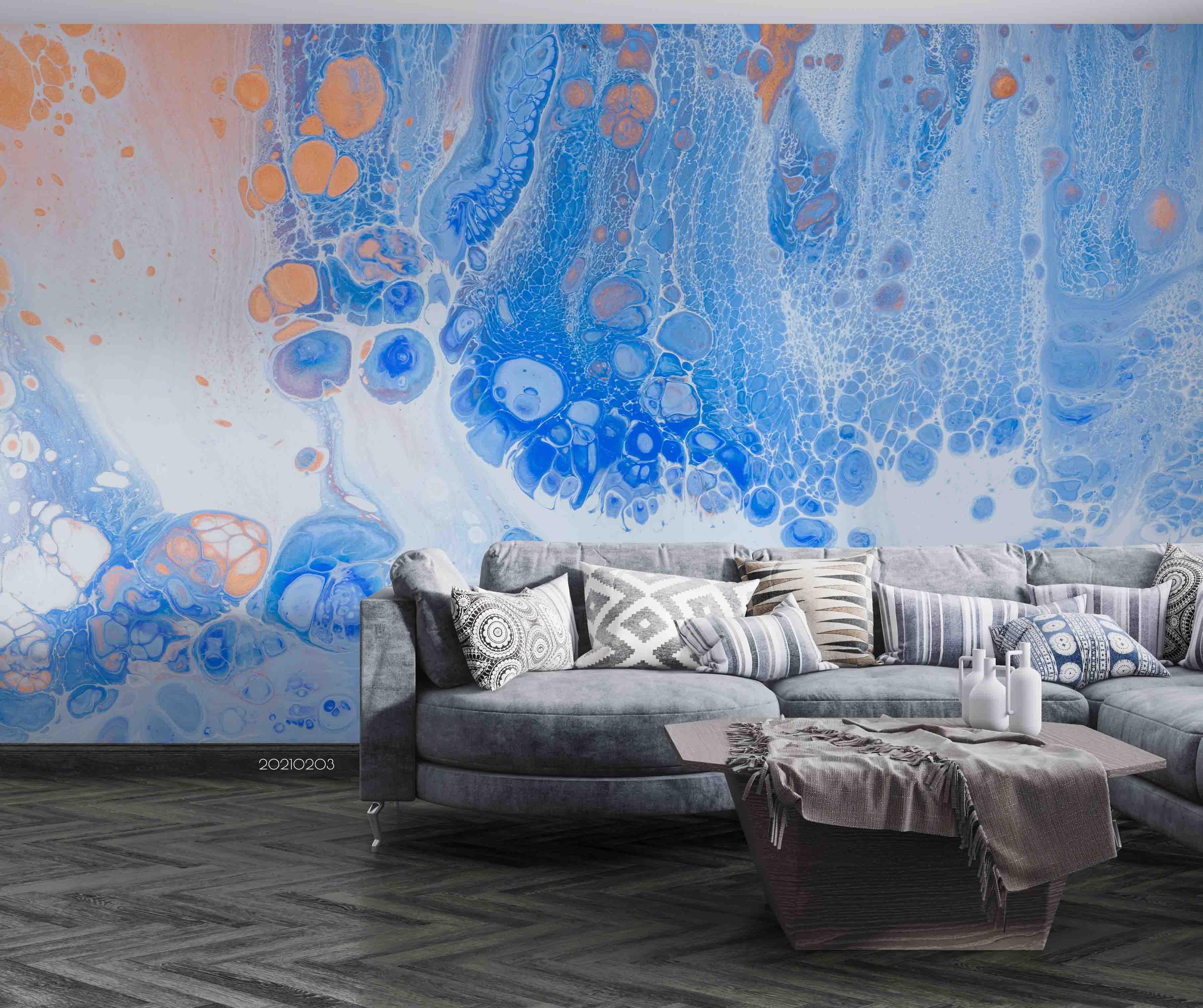 3D Abstract Blue Marble Texture Wall Mural Wallpaper LQH 236- Jess Art Decoration