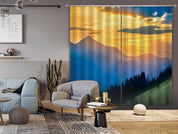 3D Sunset Sky Mountain Forest Landscape Curtains and Drapes LQH 229- Jess Art Decoration