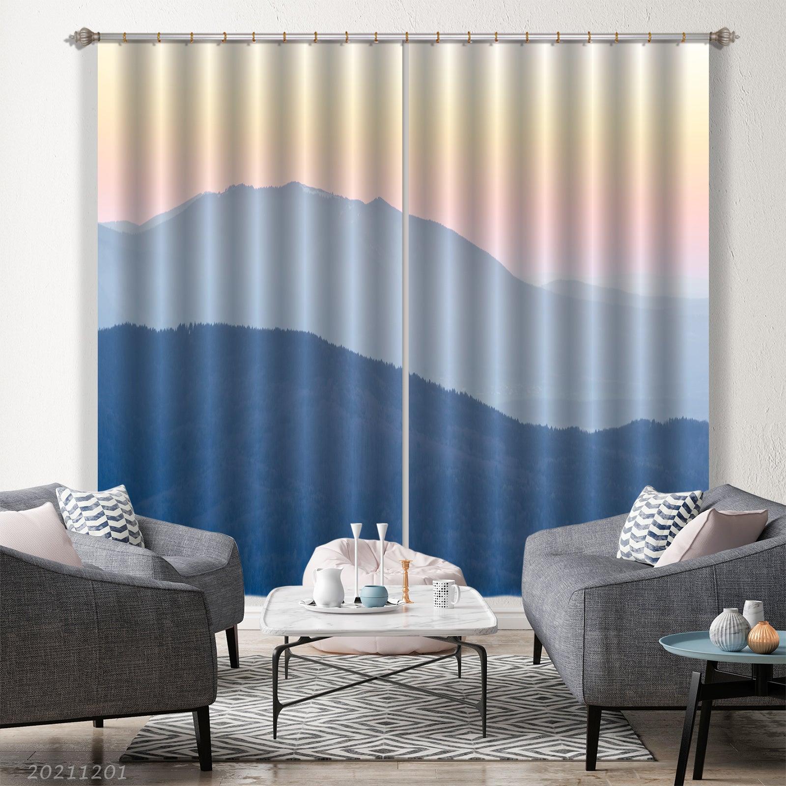 3D Mountain Sunshine Landscape Blue Curtains and Drapes LLL 240- Jess Art Decoration