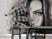 3D Monochrome Woman Face black white fashion portrait wall mural wallpaper for living room - view 4