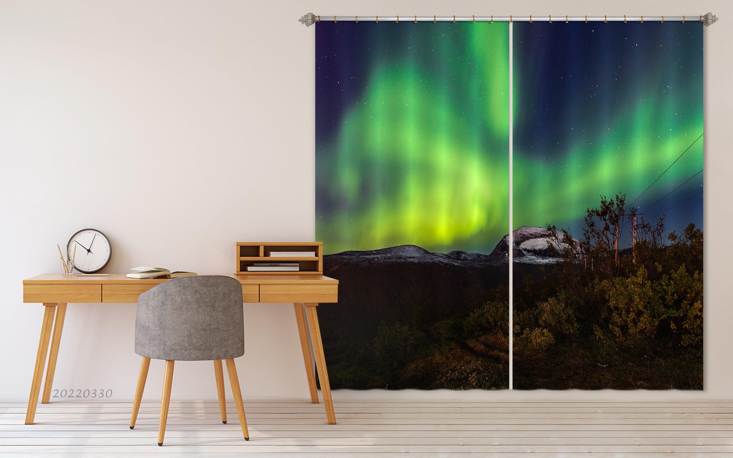 3D Landscape Northern Lights Night Sky Curtains and Drapes GD 3731- Jess Art Decoration