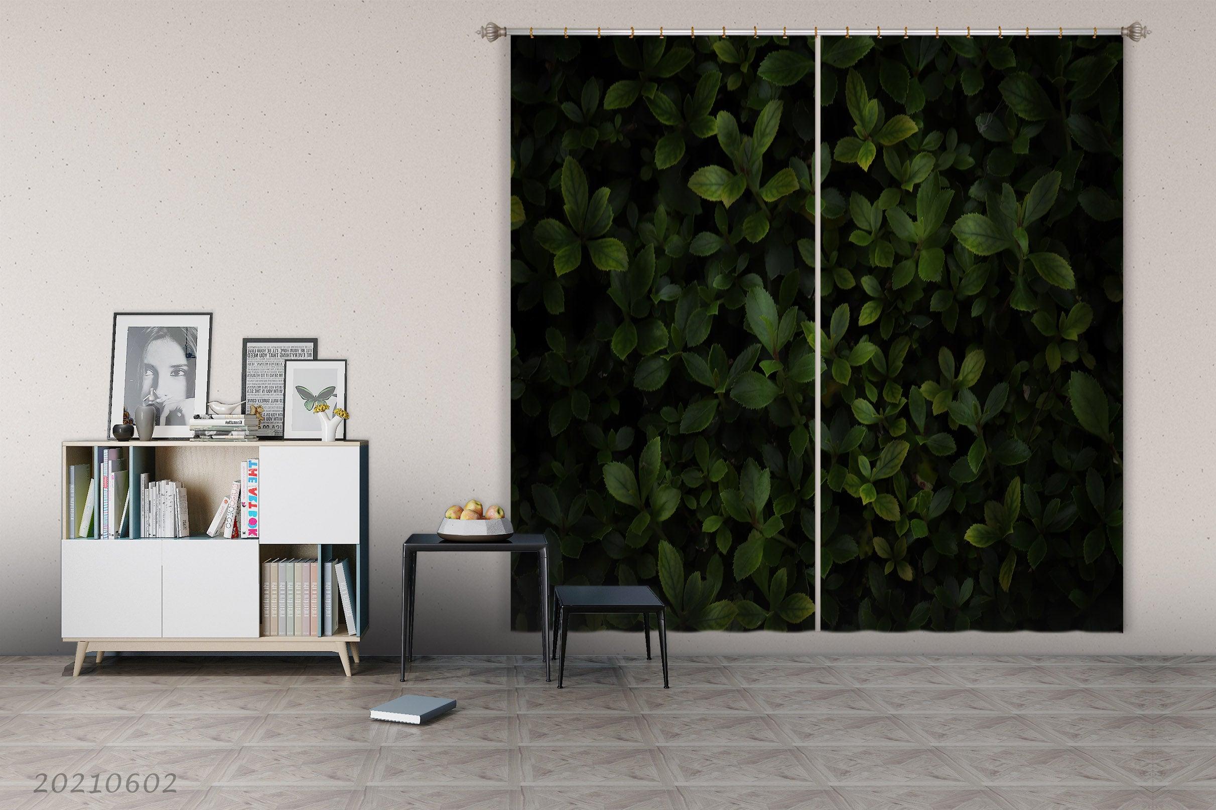 3D Vintage Plant Green Leaf Curtains and Drapes GD 612- Jess Art Decoration