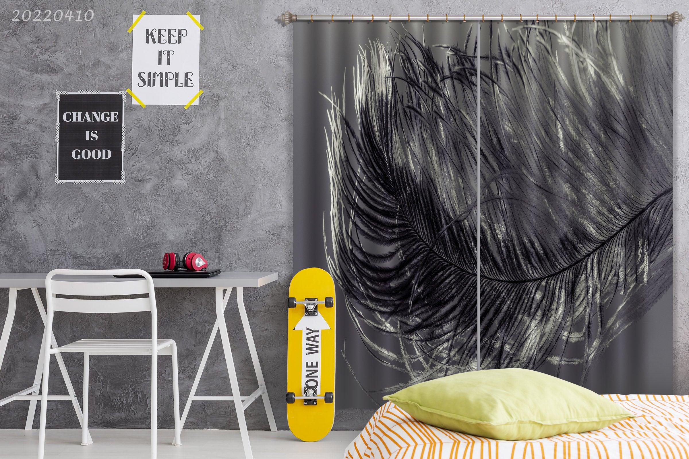 3D Abstract Bird Wing Black Curtains and Drapes GD 3982- Jess Art Decoration