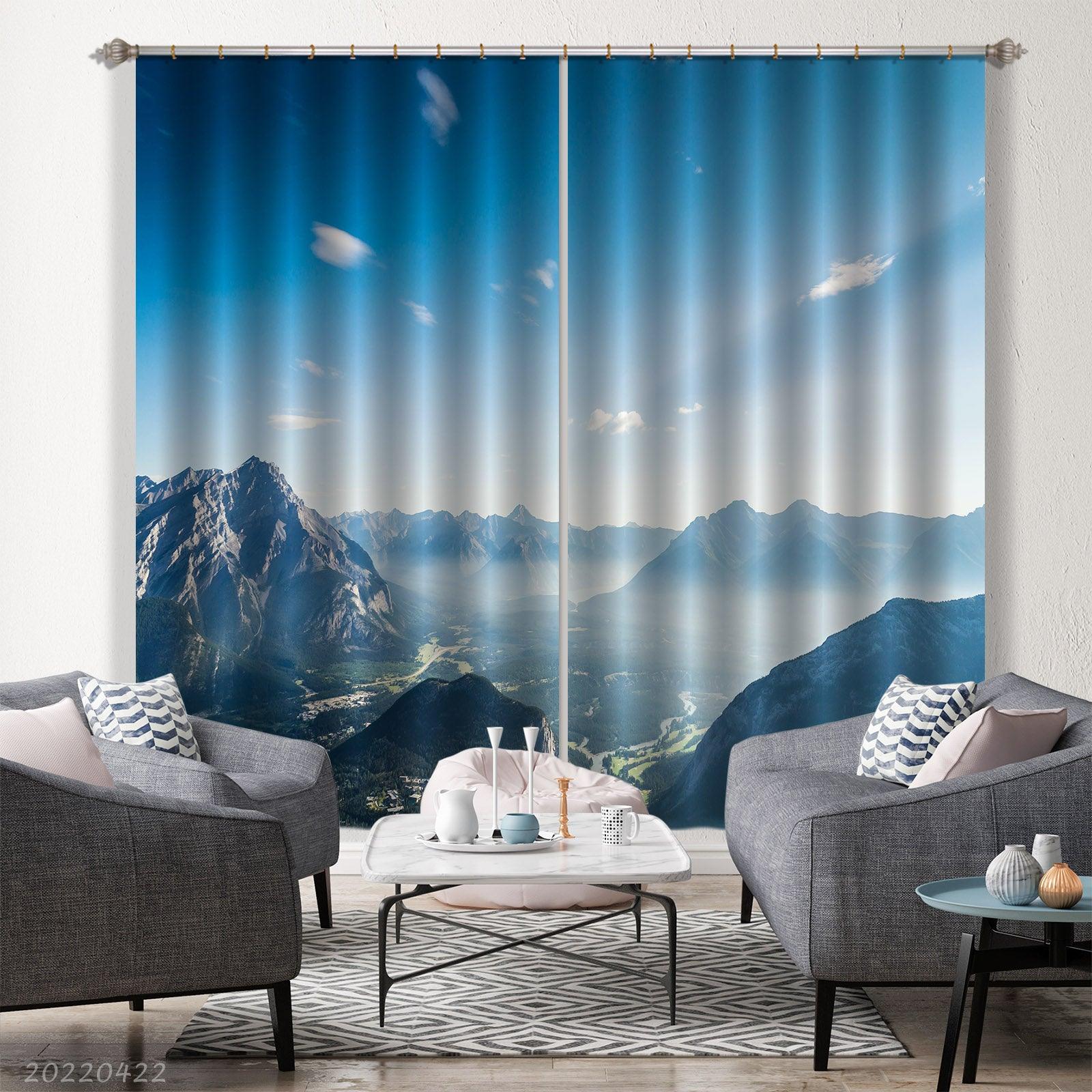 3D Landscape Peak Canyon Plant River Fog Curtains and Drapes GD 4299- Jess Art Decoration