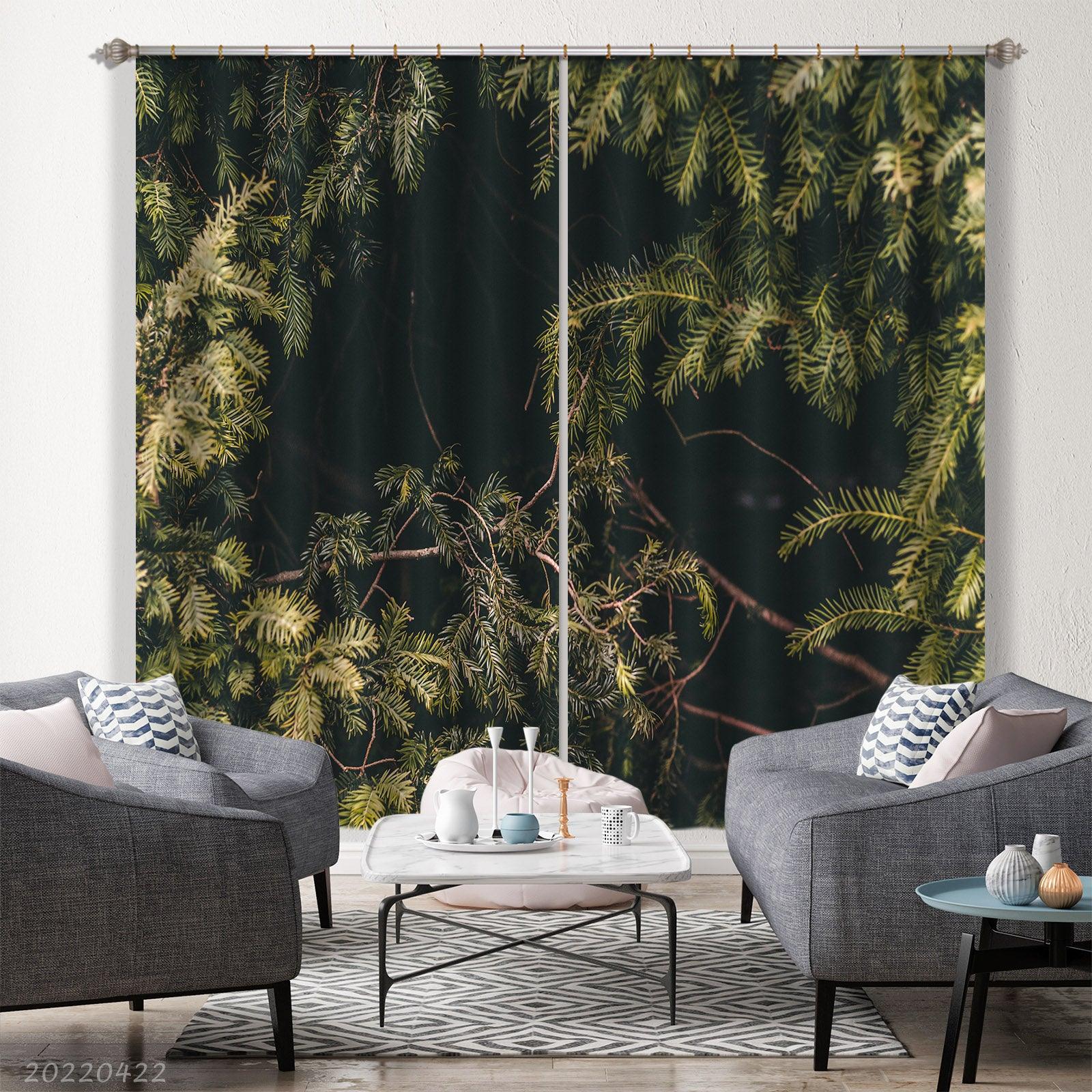 3D Landscape Pine Branch Forest Curtains and Drapes GD 4234- Jess Art Decoration
