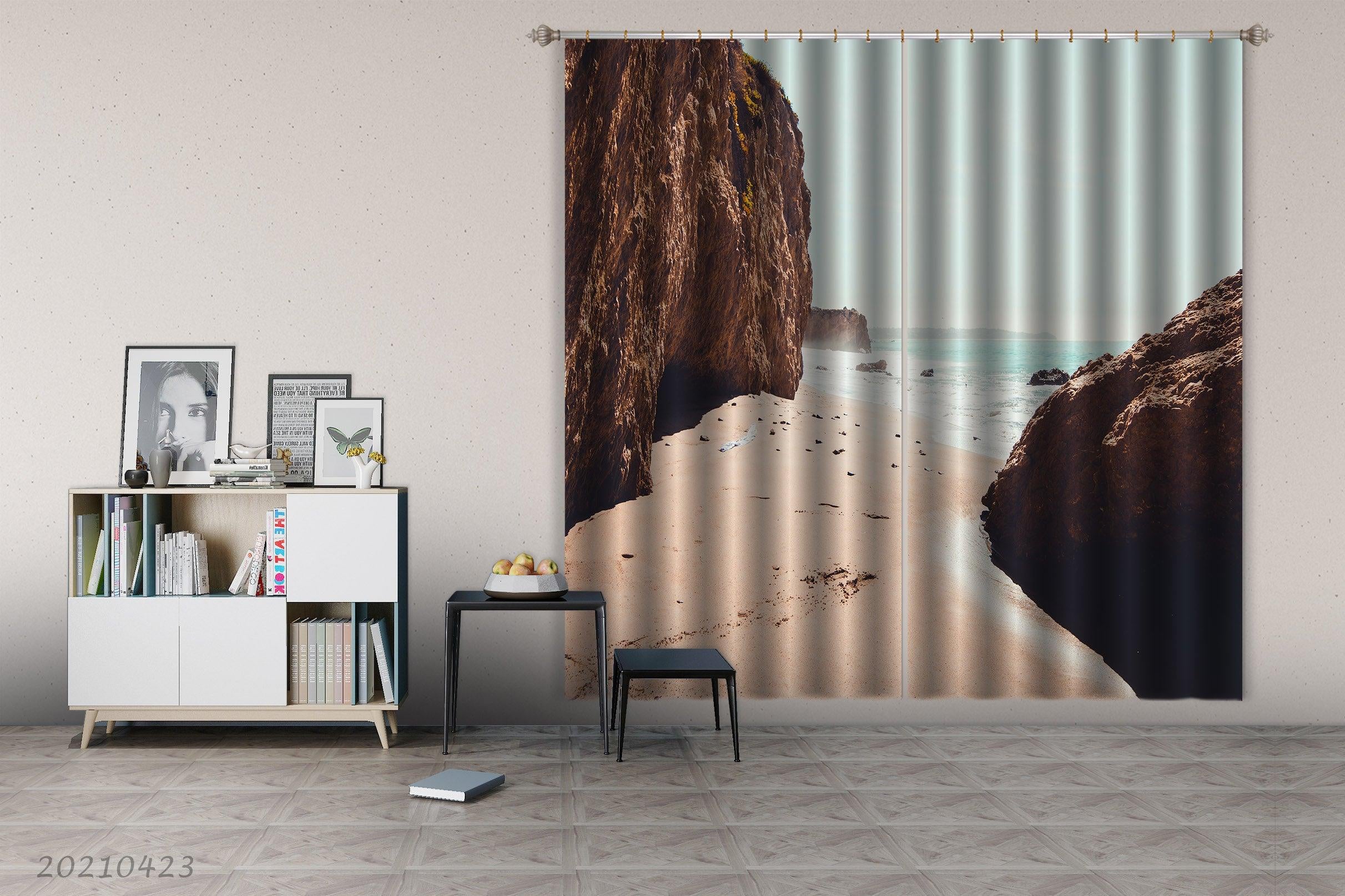 3D Beach Ocean Reef Scenic Curtains and Drapes GD 1285- Jess Art Decoration