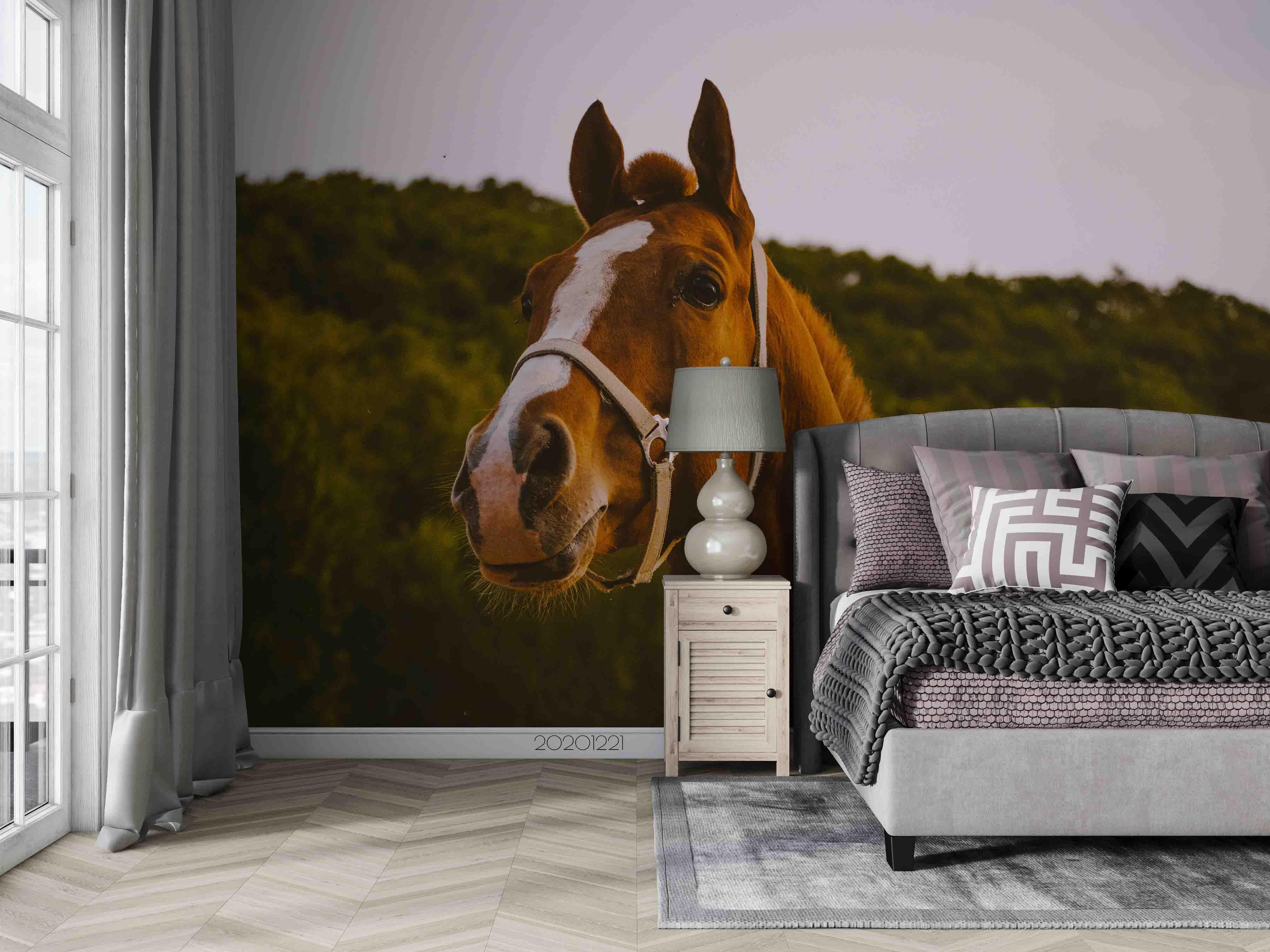 3D Forest Animal Horse Wall Mural Wallpaper LQH 13- Jess Art Decoration