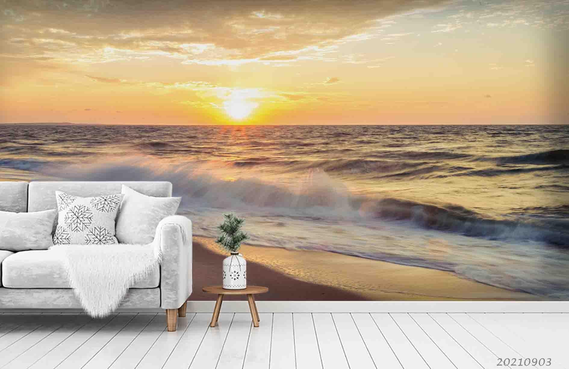 3D Sunset Beach Landscape Wall Mural Wallpaper LQH 108- Jess Art Decoration