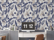 3D Abstract Vintage Blue Leaf Pattern Wall Mural Wallpaper GD 1245- Jess Art Decoration