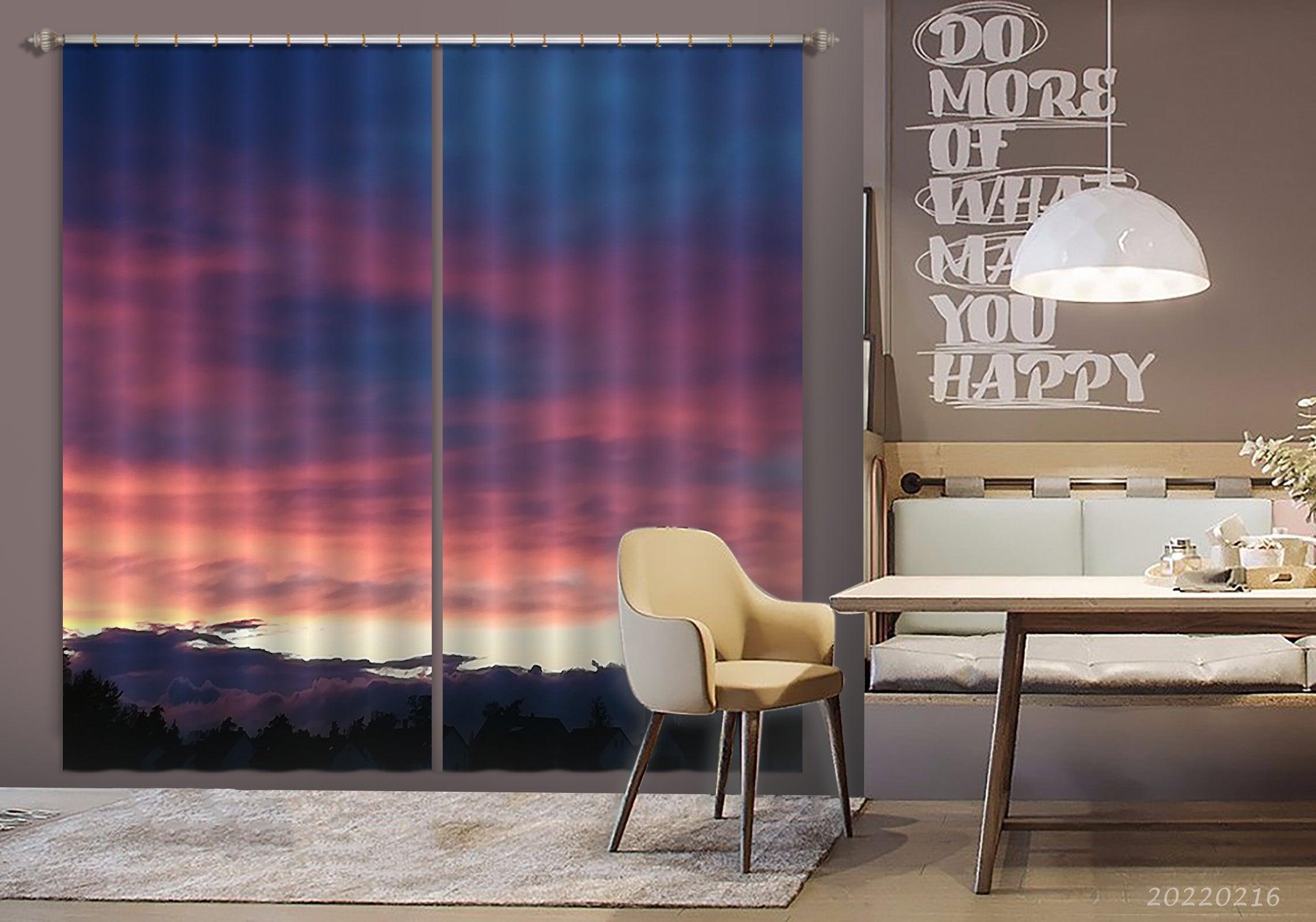 3D Woods Cumulus Colorful Sky Cloud Curtains and Drapes GD 2094- Jess Art Decoration