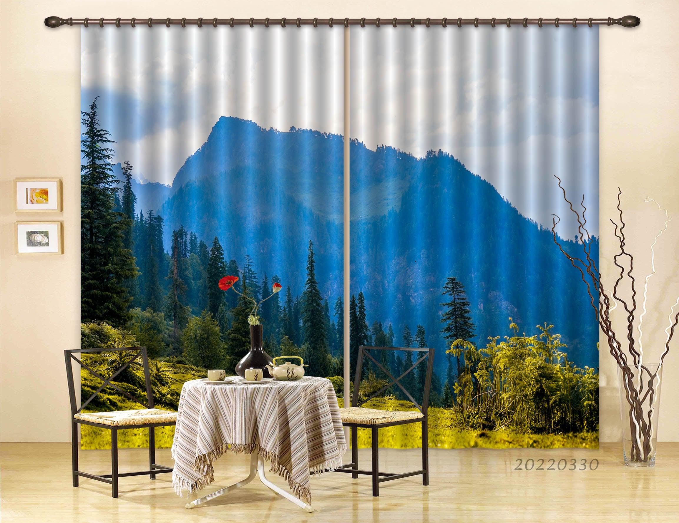 3D Landscape Mountain Forest Fir Curtains and Drapes GD 3650- Jess Art Decoration
