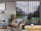 3D Woods Mountain Peak River Scenery Curtains and Drapes GD 2695- Jess Art Decoration