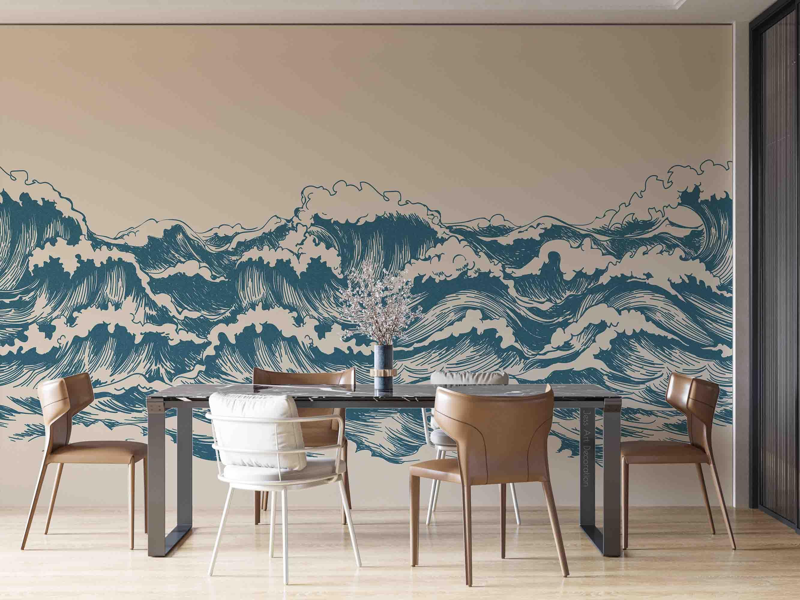 3D Abstract Blue Ocean Waves Wall Mural Wallpaper GD 2727- Jess Art Decoration