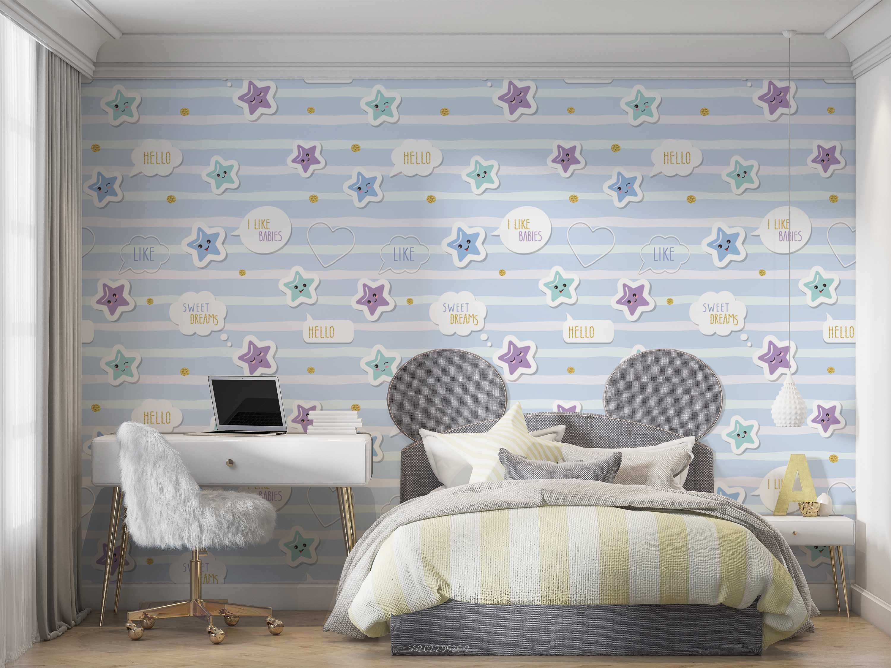 3D Star Heart Stripes Background Wall Mural Wallpaper GD 184- Jess Art Decoration