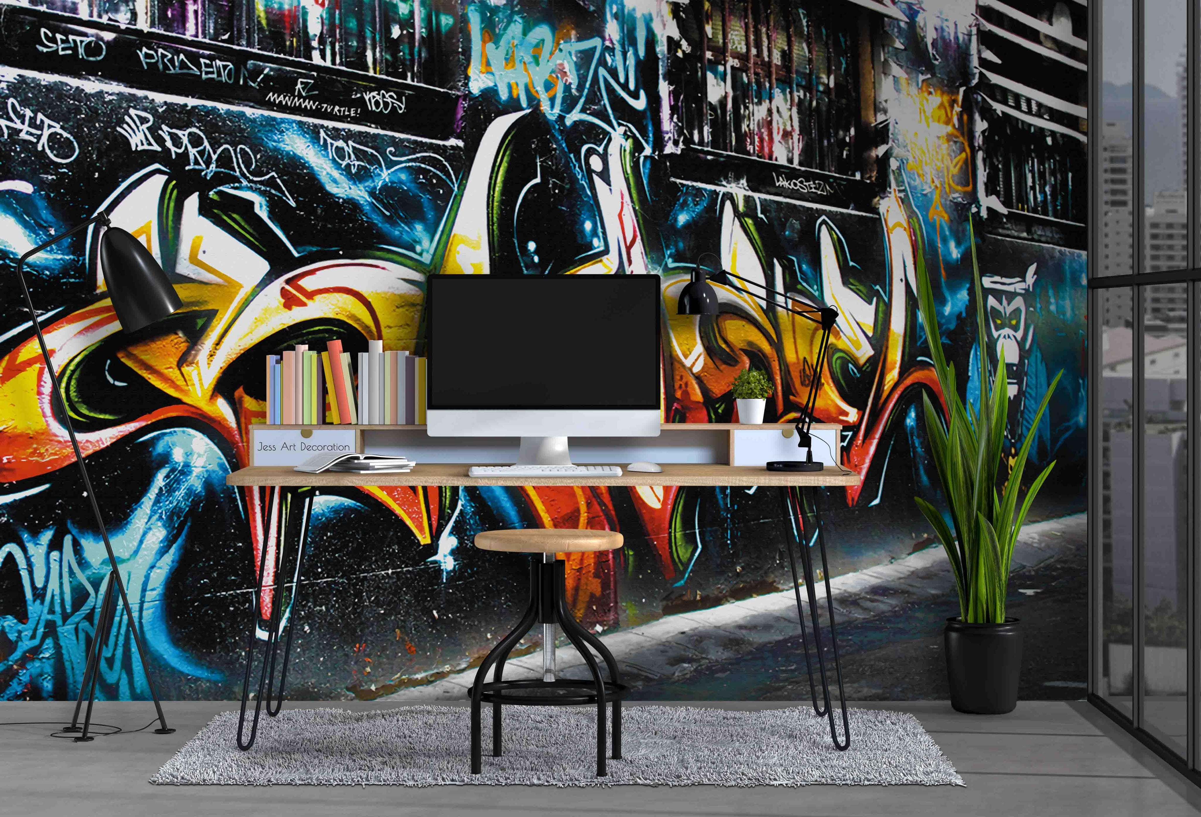 Graffiti Alphabet Orangutan Wallpaper typography graffiti wall mural for teen room or studio - view 4