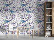 3D Fresh Floral Bird White Background Wall Mural Wallpaper GD 204- Jess Art Decoration