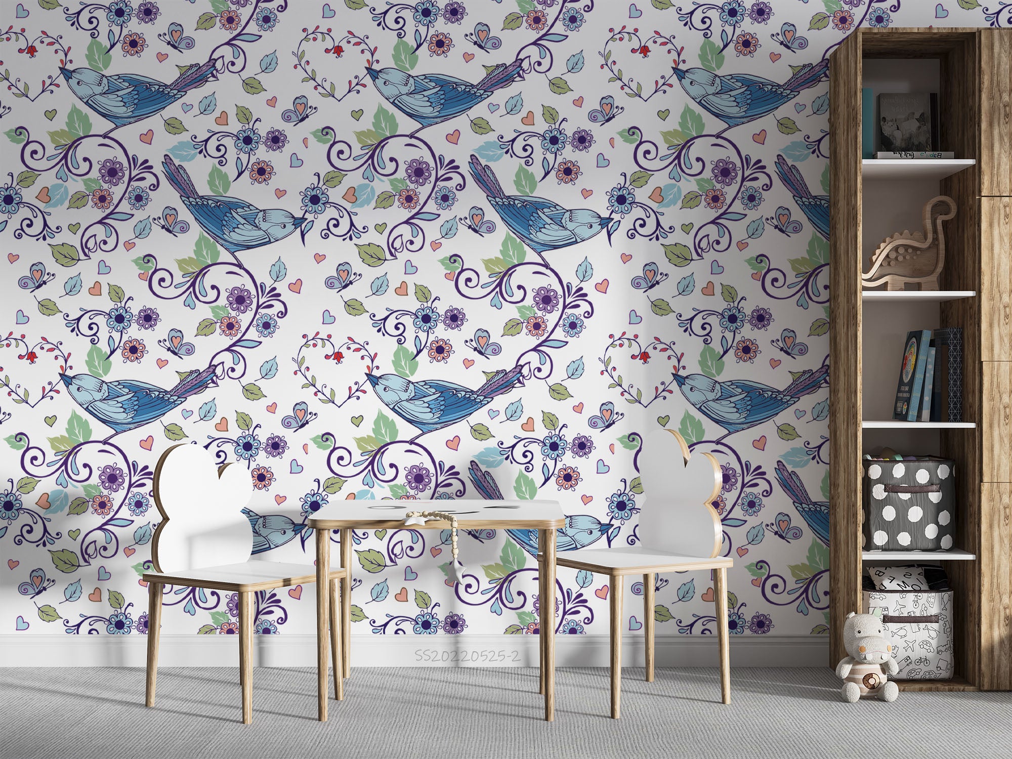 3D Fresh Floral Bird White Background Wall Mural Wallpaper GD 204- Jess Art Decoration