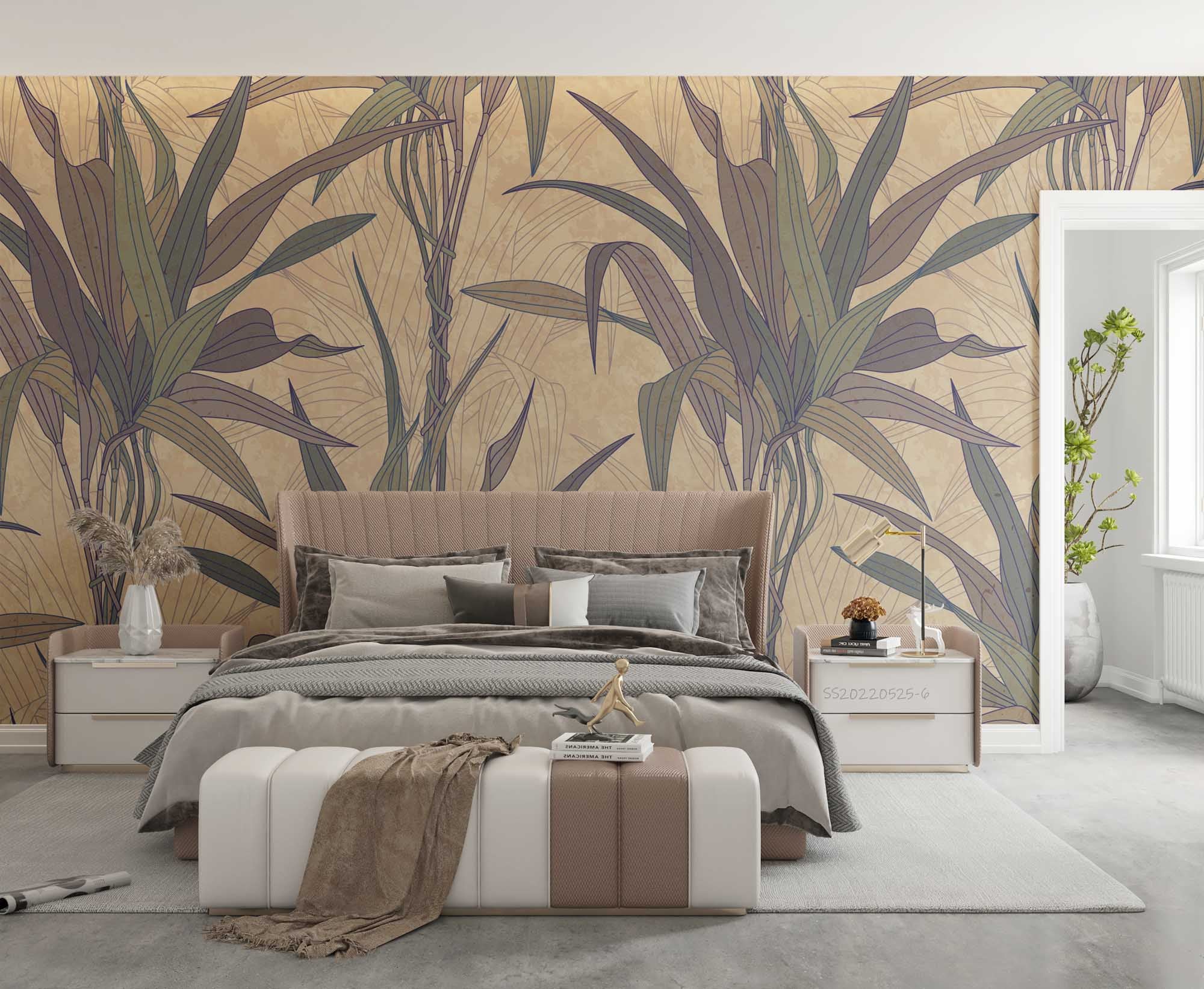 3D Vintage Plant Leaf Pattern Wall Mural Wallpaper GD 1302- Jess Art Decoration