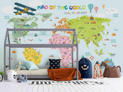 3D World Map Kids Wall Mural Wallpaper LQH 78- Jess Art Decoration