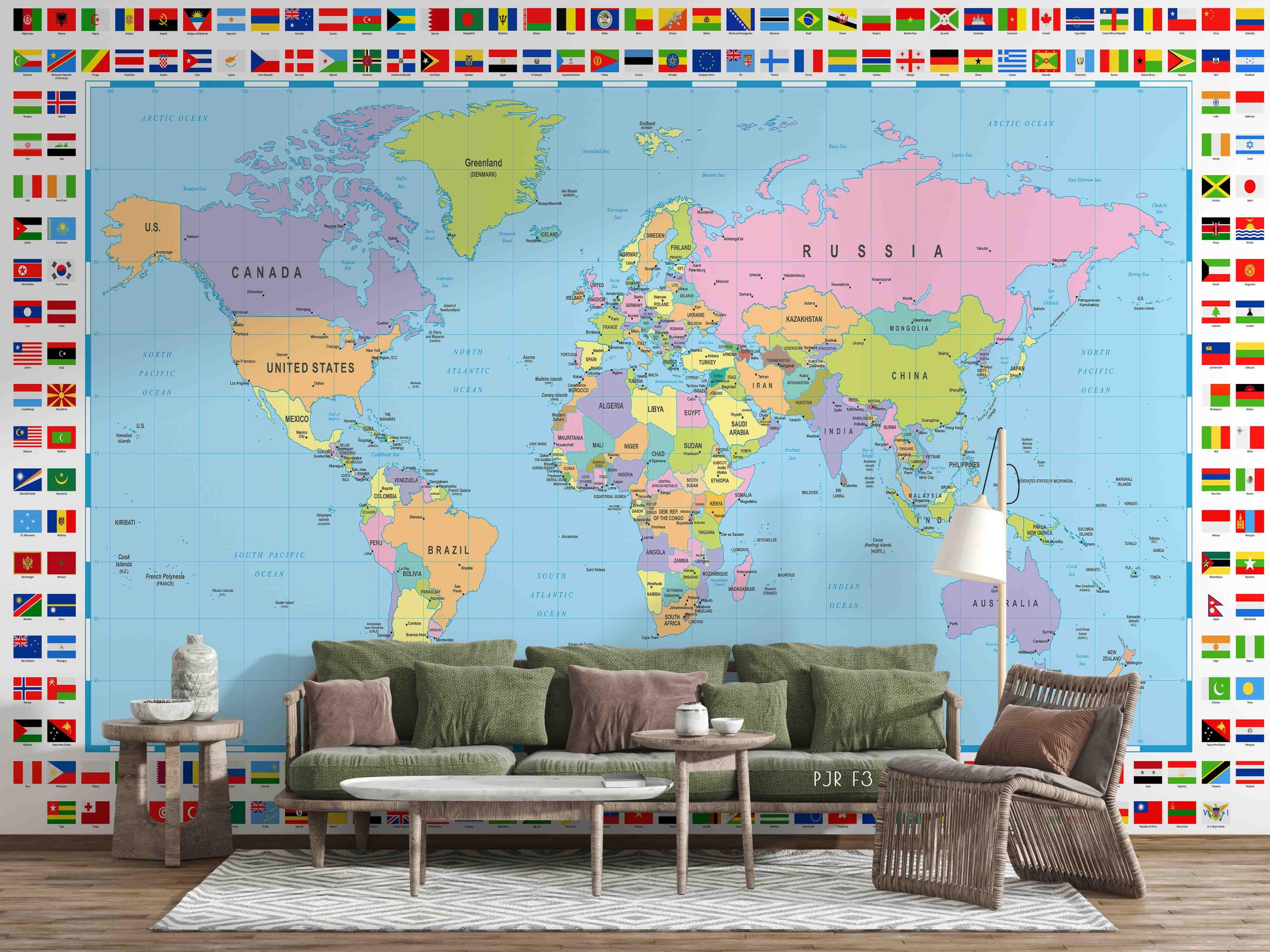3D Country World Map Wall Mural Wallpaper LXL 667- Jess Art Decoration