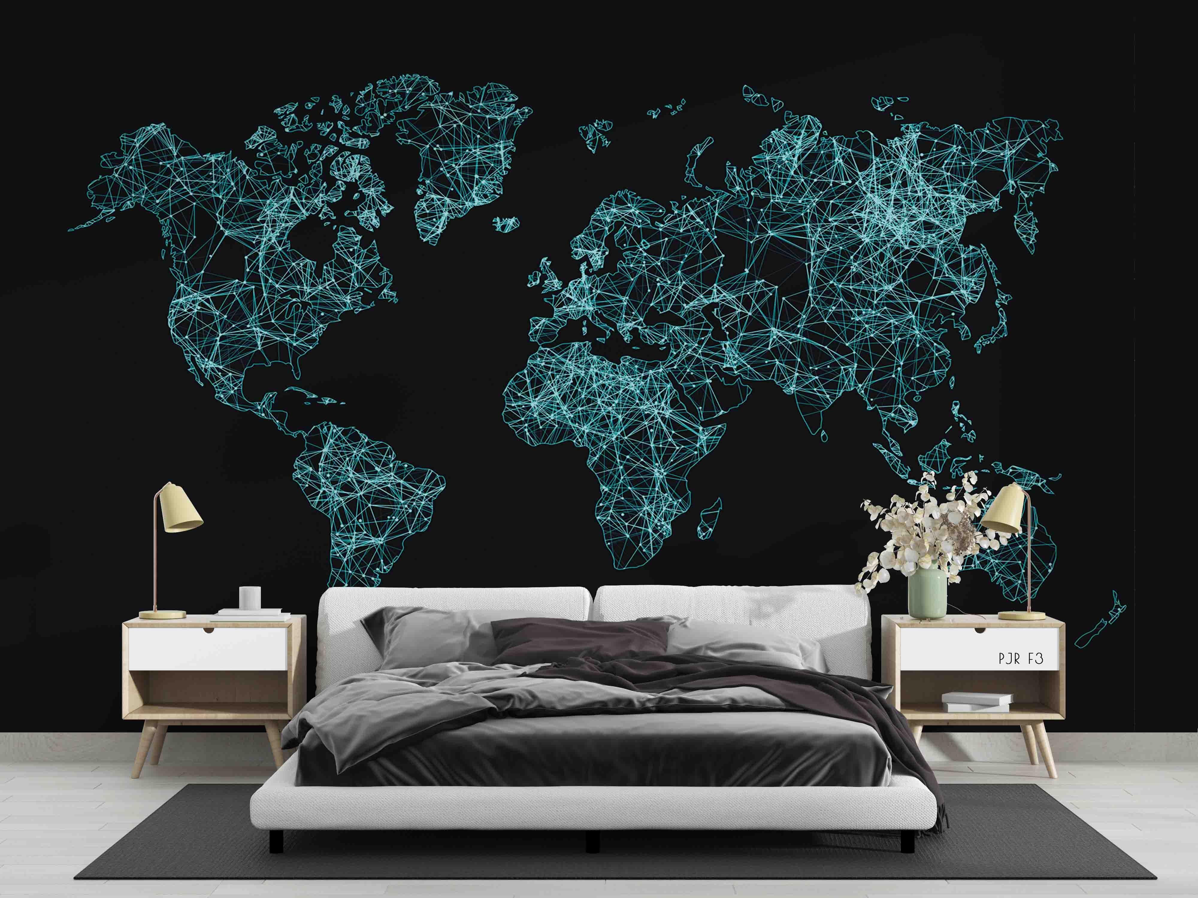 3D Abstract Blue World Map Wall Mural Wallpaper LXL 443- Jess Art Decoration