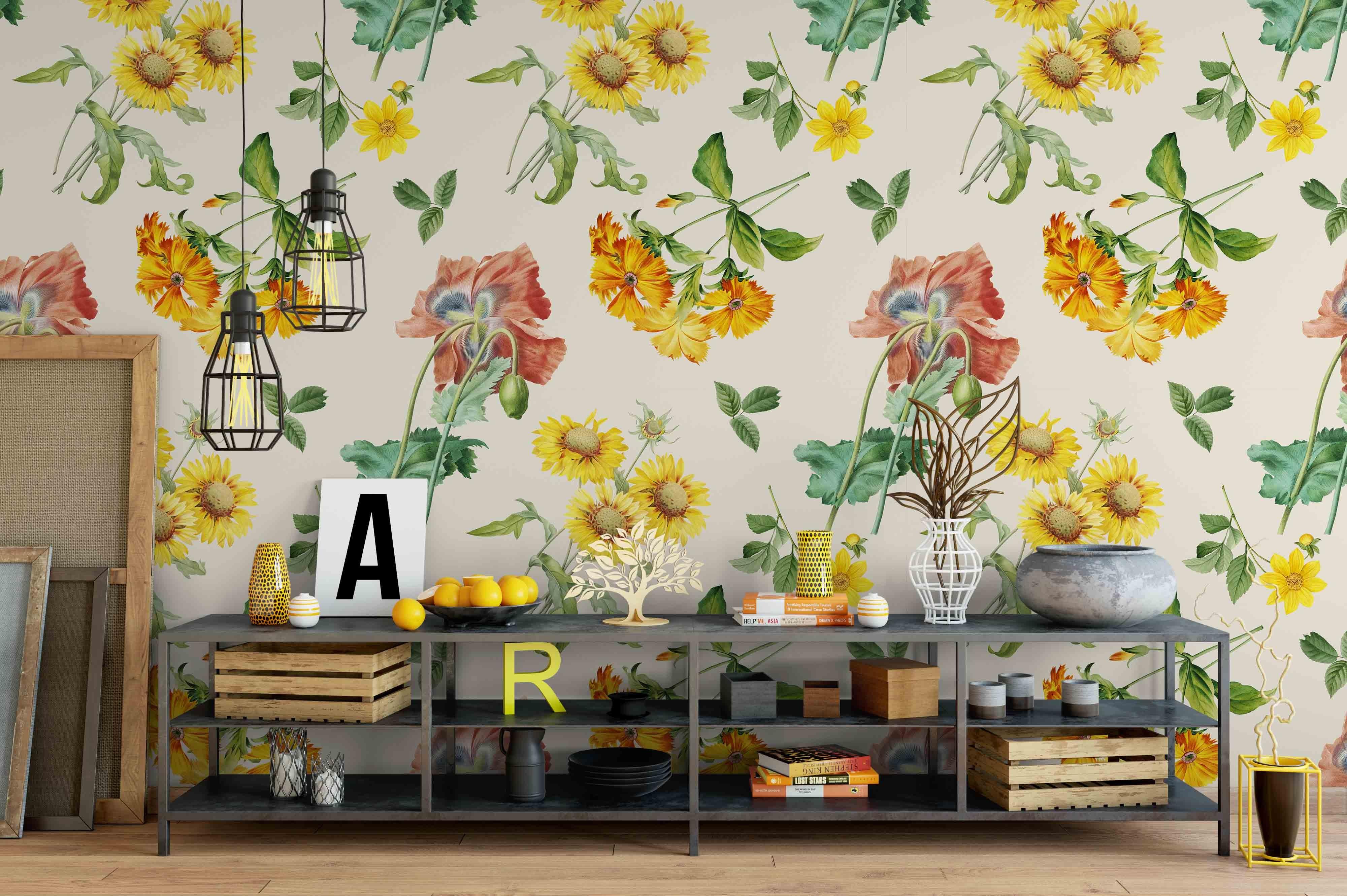 3D Yellow Flowers Wall Mural Wallpaper 39- Jess Art Decoration
