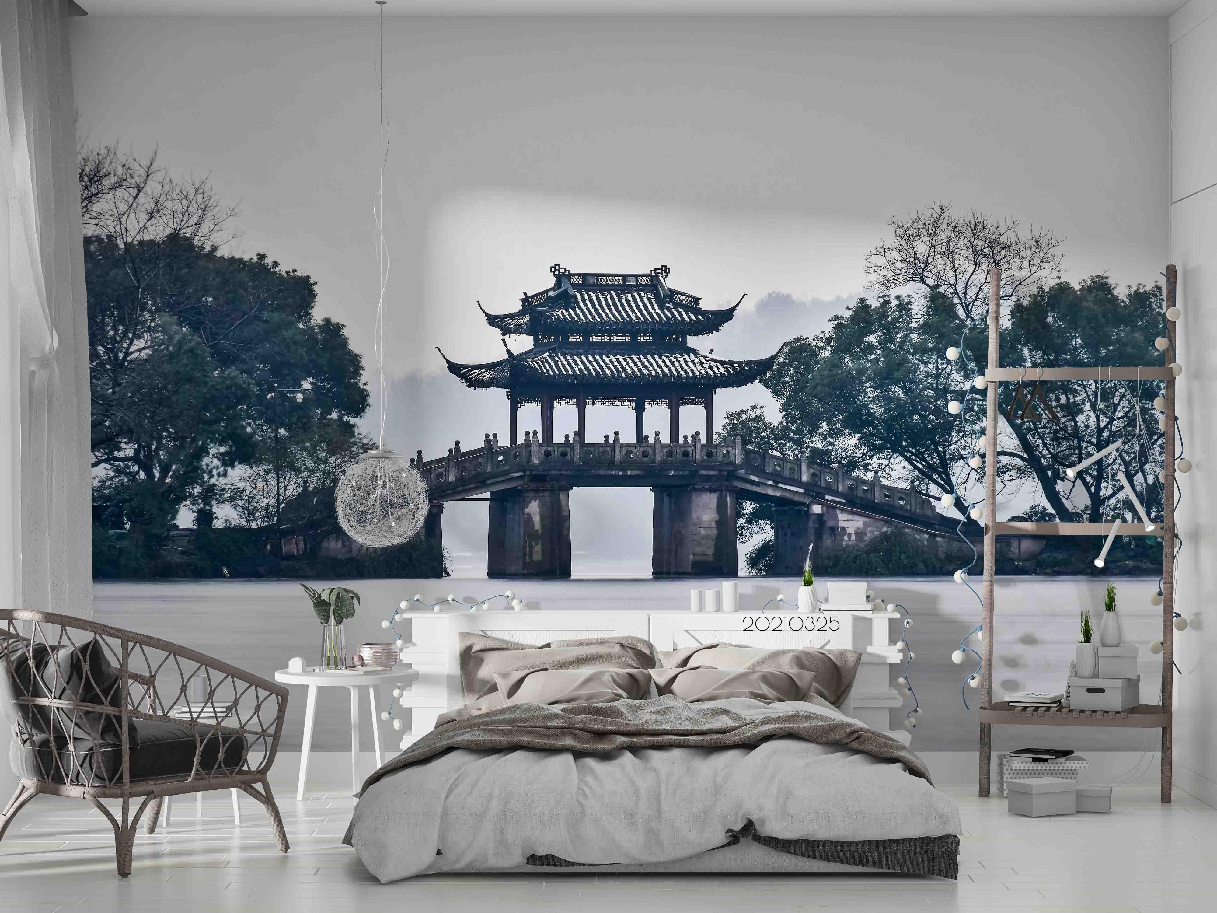 3D Chinese Architecture Landscape Wall Mural Wallpaper LQH 306- Jess Art Decoration