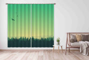 3D Landscape Green Forest Sky Curtains and Drapes LQH 74- Jess Art Decoration