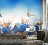 3D Purple Flowers Butterflies Wall Mural Wallpaper 55- Jess Art Decoration