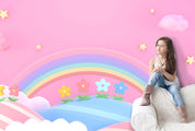 3D Rainbow Pink Background Wall Mural Wallpaper 144- Jess Art Decoration