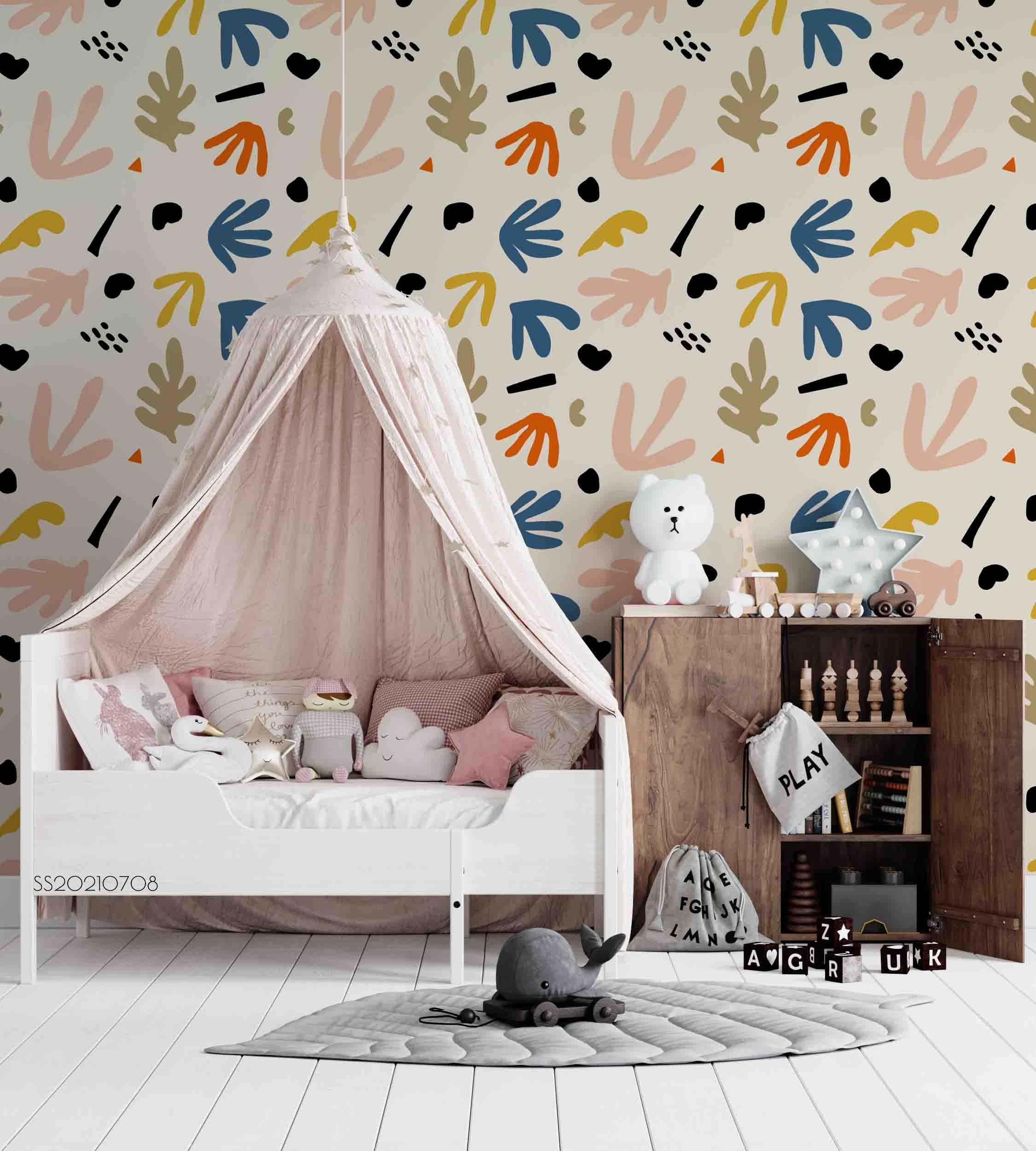 3D Hand Drawn Colored Leaves Wall Mural Wallpaper LQH 101- Jess Art Decoration