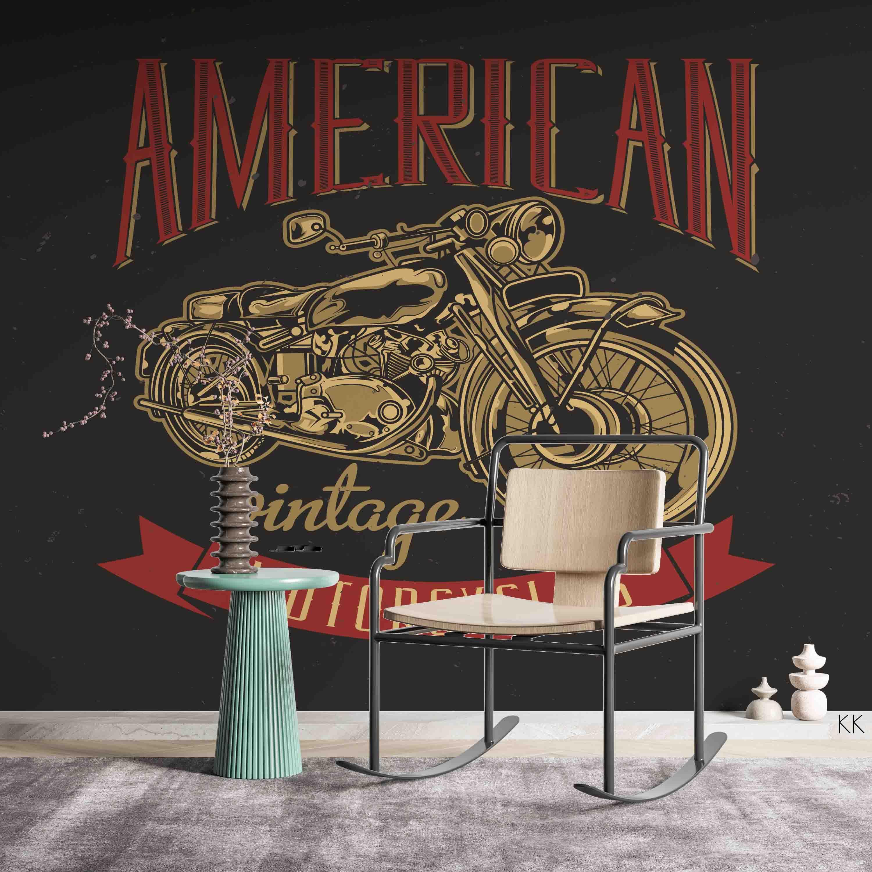 3D Classic American Motorcycle Illustration Wall Mural Wallpaper GD 3215- Jess Art Decoration