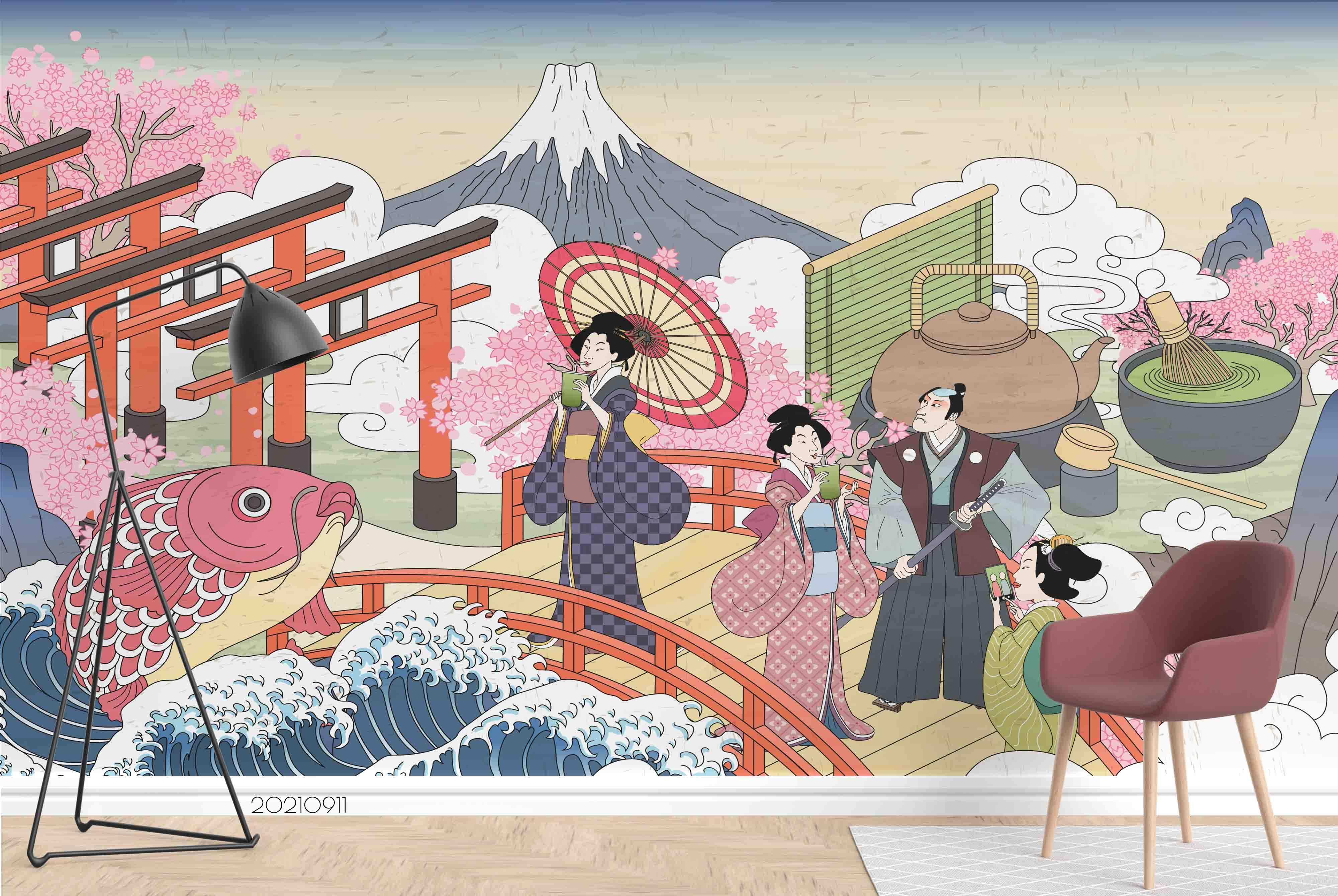 3D Japanese Landscape Wall Mural Wallpaper LQH 19- Jess Art Decoration