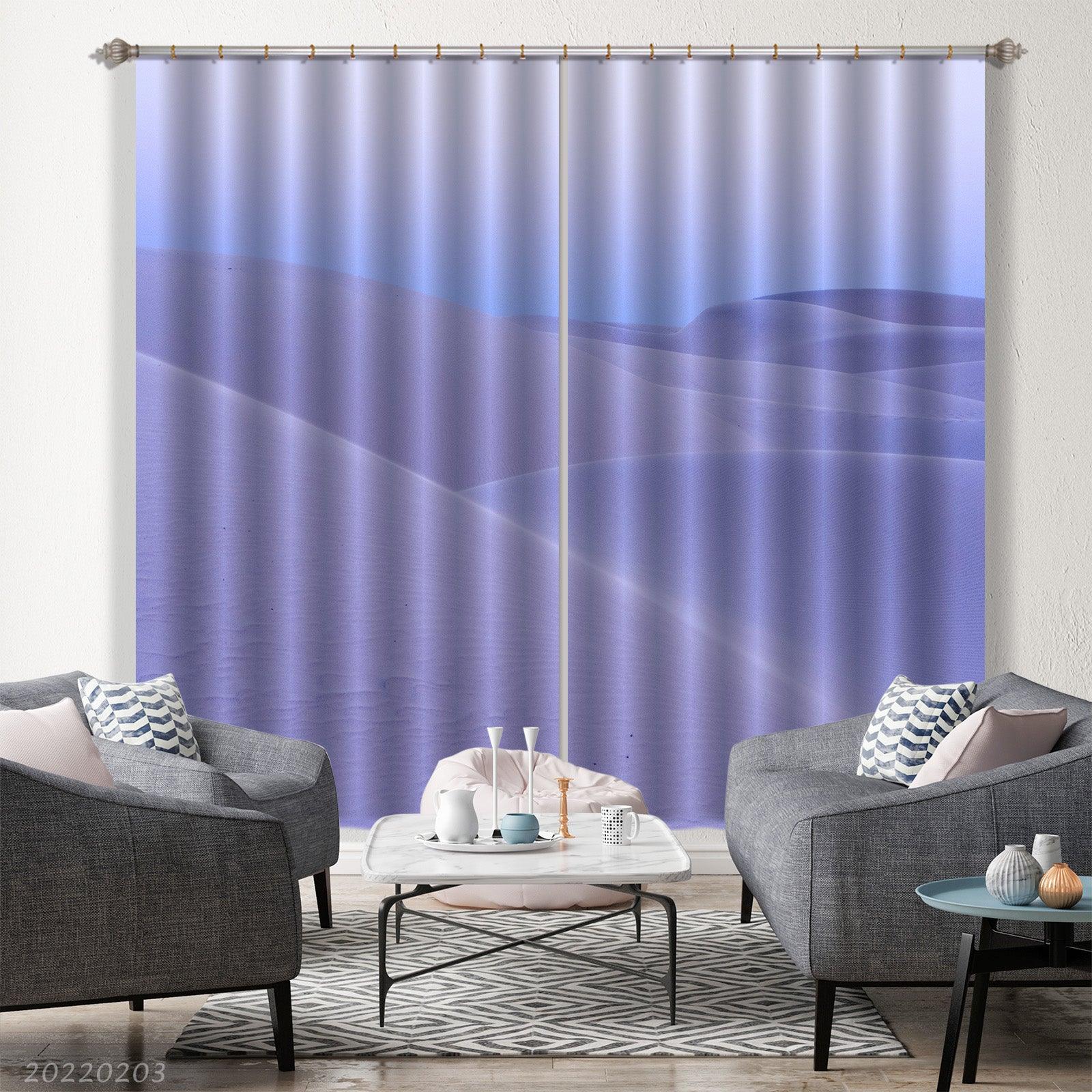3D Abstract Blue Hills Pattern Curtains and Drapes GD 1108- Jess Art Decoration