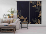 3D Hand Drawn Black Leaf Pattern Curtains and Drapes LQH 126- Jess Art Decoration