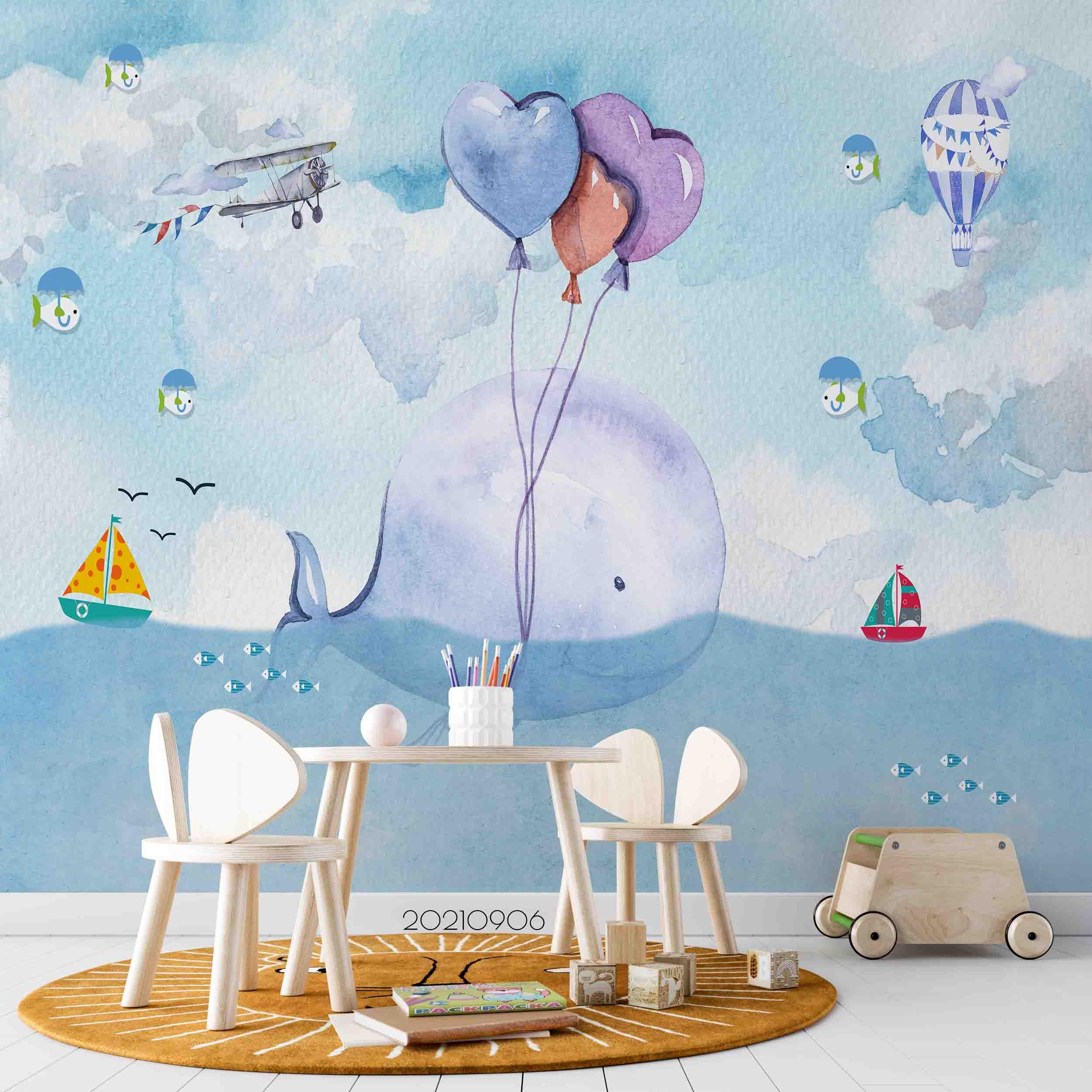 3D Sailing Balloon Sea sailing balloon sea nursery mural wall mural wallpaper for nursery - view 4